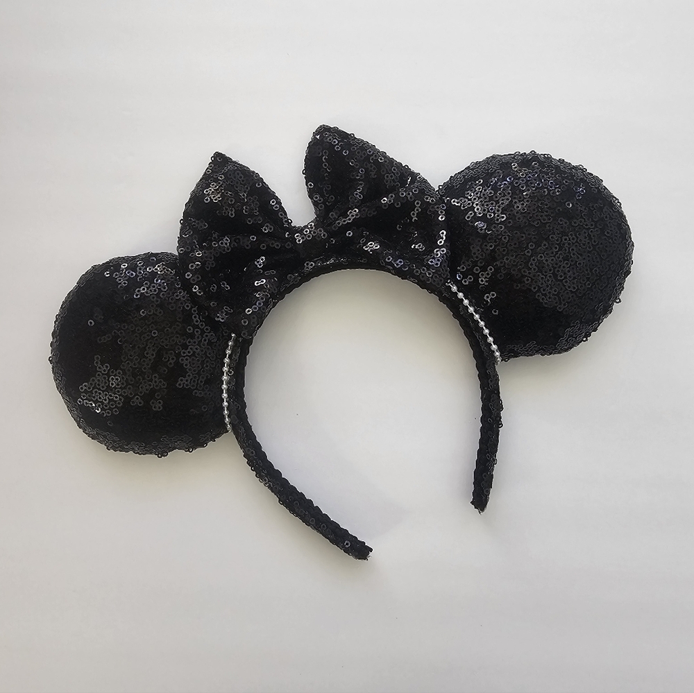 Black Sequin Mouse Ear Headband